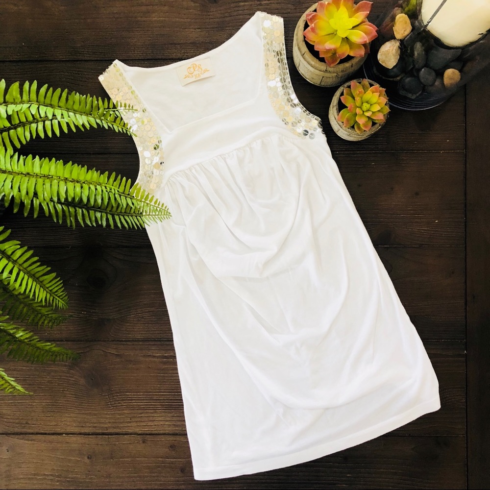 White Sequin Top